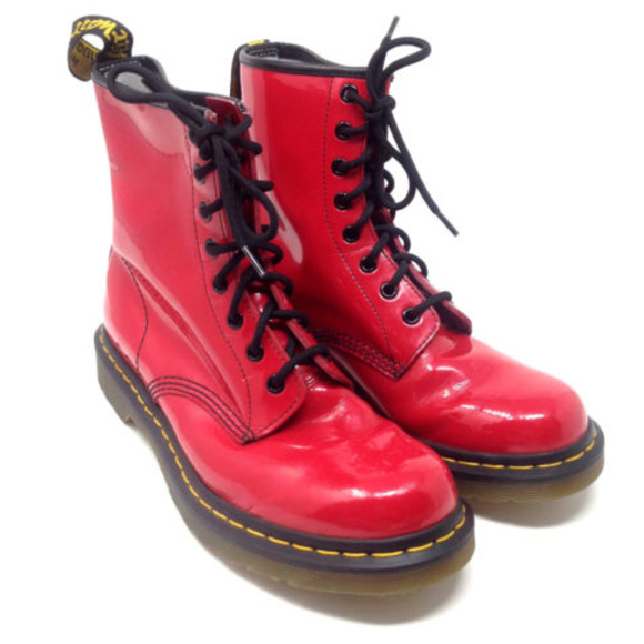 red patent leather doc martens